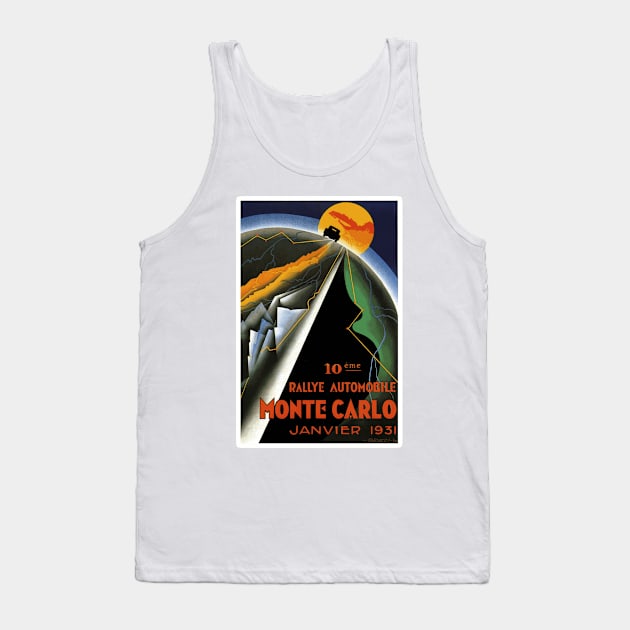 Monte Carlo Automotive Rallye, January 1931 Art Deco Poster Design Tank Top by Naves